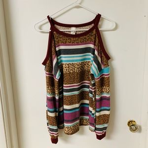 ⭐️ Colorful Cold-Shoulder Top